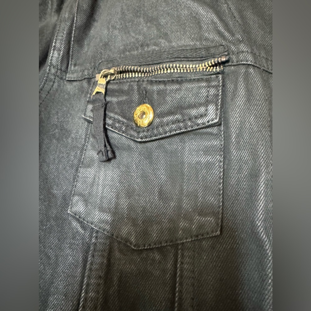 Born fly coated black denim/ jean jacket with gold hardware - Picture 11 of 12